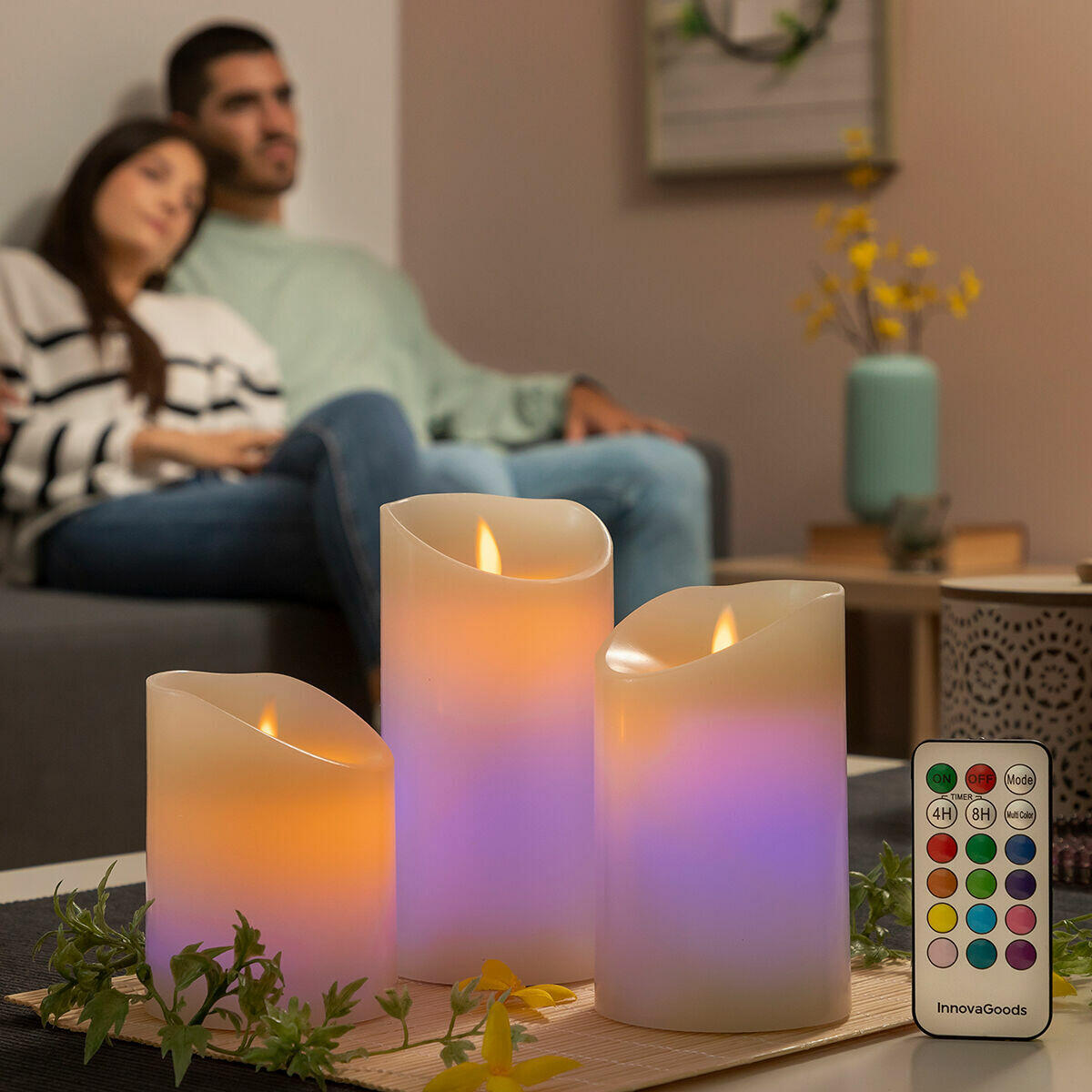 Velas LED Multicolor Lendles 3 Unidades